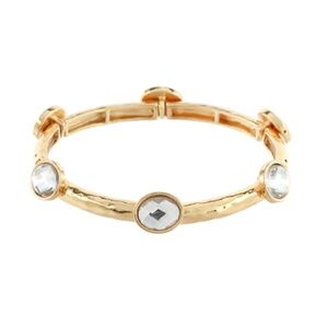 Oval Glass Station Bangle Bracelet